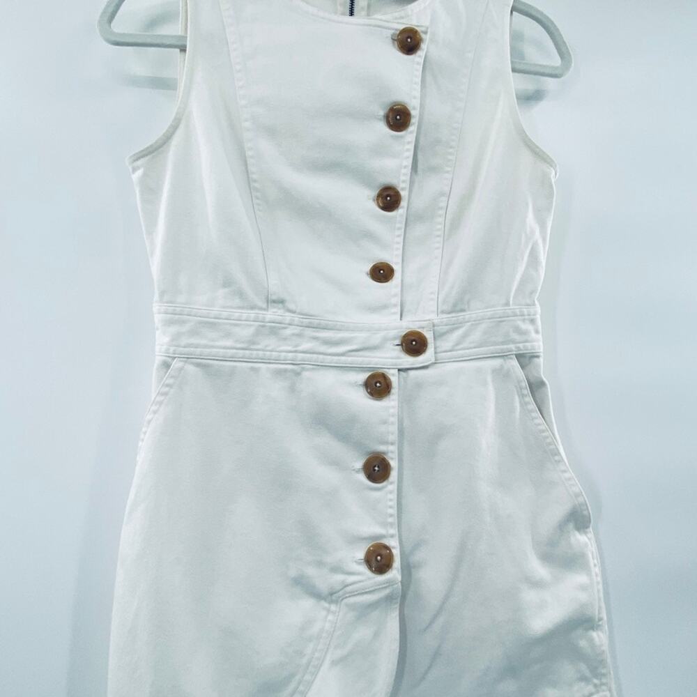 AMUR White Sleeveless Ruffle Front Button Mini Dress - Picture 8 of 14